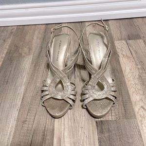 Barely worn Audrey Brooke gold glitter heels size 8